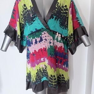 Vibrant Multicolor Women's Mini Kimono Dress
